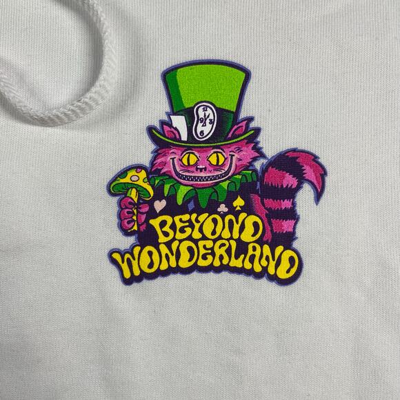 Insomniac Beyond Wonderland Cheshire Cat Cropped Pullover Hoodie Women’s Sz S - Picture 4 of 5